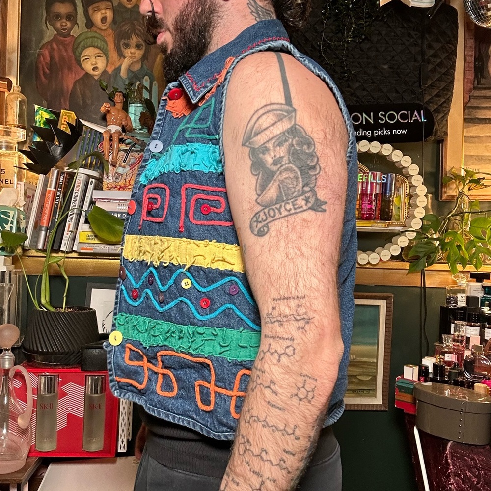 Vibrant Multicolor Denim Vest - Picture 4 of 9